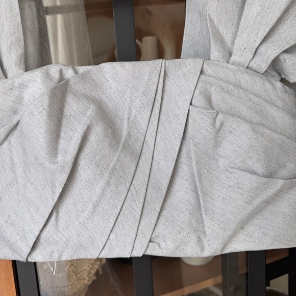 Acler Parkway top blouse linen off shoulder pleated grey cropped square neck - Picture 3 of 8